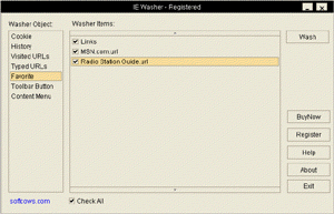 IE Washer - delete cookie, history, cache and much more